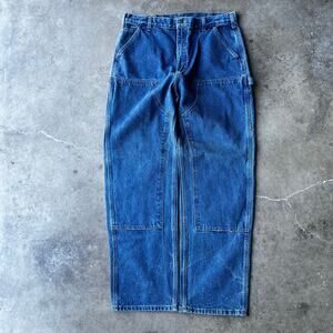 VINTAGE CARHARTT DOUBLE KNEE JEANS PANTS DENIM MEASURES 34X32 B73 DST DUNGAREE